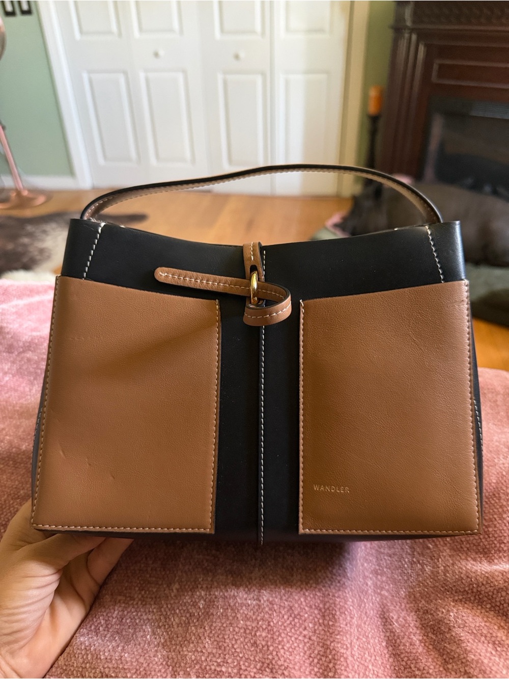 Wandler Black and Brown Leather Top-Handle Bag